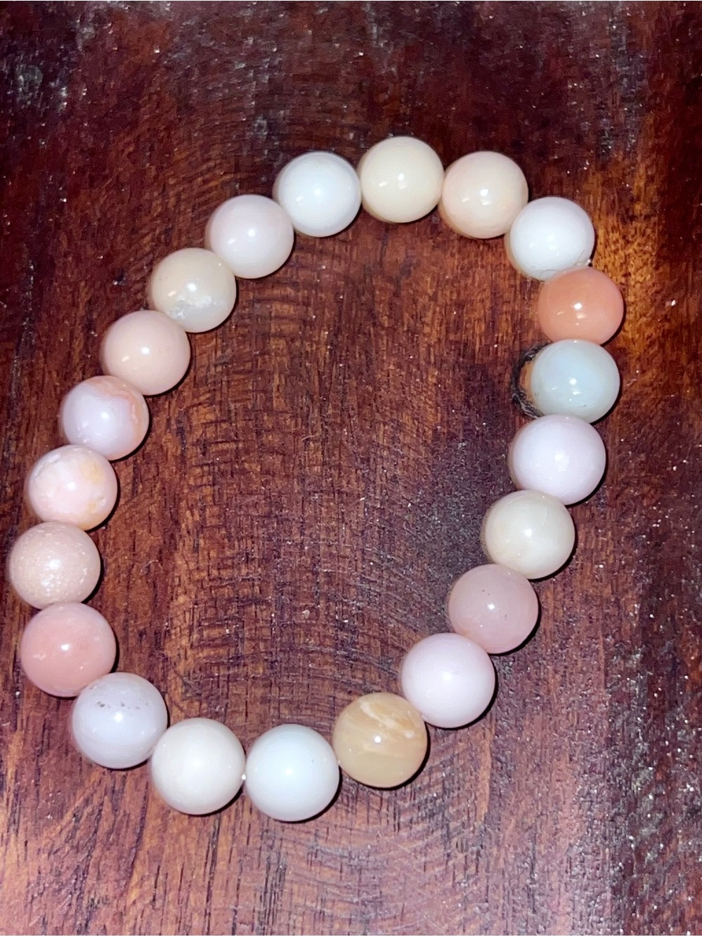 Pink Opal authentic gemstone beaded elastic bracelet